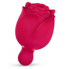Малиновый вибростимулятор в форме бутона со стебельком Малиновый вибростимулятор в форме бутона со стебельком