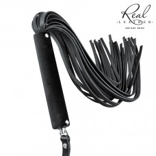 Черная кожаная плеть-флоггер - 84 см. Черная кожаная плеть-флоггер - 84 см.