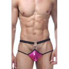 Розово-черные трусы-джоки с металлическими кольцами Розово-черные трусы-джоки с металлическими кольцами