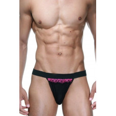 Черные трусы-танга с розовой рюшей Черные трусы-танга с розовой рюшей