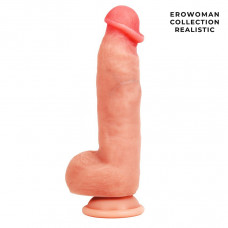 Телесный фаллоимитатор на присоске Мощный Телесный фаллоимитатор на присоске Мощный