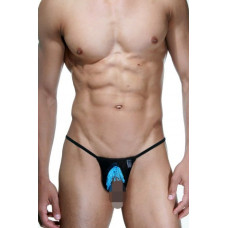 Черно-голубые сетчатые стринги с бахромой Черно-голубые сетчатые стринги с бахромой