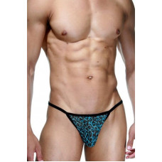 Черно-голубые трусы-стринги с леопардовым принтом Черно-голубые трусы-стринги с леопардовым принтом