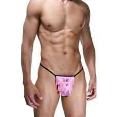 Черные трусы-стринги с розовой бахромой Черные трусы-стринги с розовой бахромой