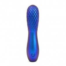 Синий вибромассажер с рельефной головкой - 14 см. Синий вибромассажер с рельефной головкой - 14 см.