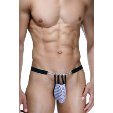 Сексуальные трусы-стринги из сетки с декором в виде колец Сексуальные трусы-стринги из сетки с декором в виде колец