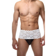 Мужские бело-черные трусы с пикантной шнуровкой Мужские бело-черные трусы с пикантной шнуровкой