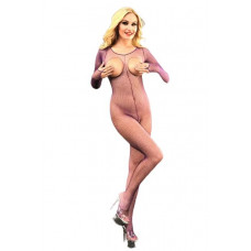 Фиолетовый комбинезон-сетка с вырезами на груди и в шагу Фиолетовый комбинезон-сетка с вырезами на груди и в шагу