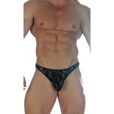 Черные мужские кружевные трусы-тонги Черные мужские кружевные трусы-тонги
