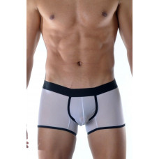 Белые полупрозрачные трусы-боксеры с контрастной отделкой Белые полупрозрачные трусы-боксеры с контрастной отделкой