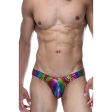 Мужские радужные трусы-бразилиана из ткани с блеском Мужские радужные трусы-бразилиана из ткани с блеском