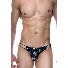 Черные трусы-слипы с голографическими элементами и нитяным бочком Черные трусы-слипы с голографическими элементами и нитяным бочком