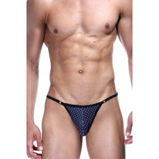 Темно-синие трусы-стринги в горошек Темно-синие трусы-стринги в горошек