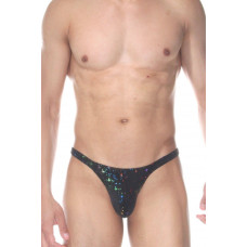 Черные мужские трусы-тонги с блестящим принтом Черные мужские трусы-тонги с блестящим принтом
