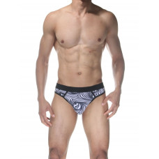Бело-черные мужские трусы-стринги с абстрактным принтом Бело-черные мужские трусы-стринги с абстрактным принтом