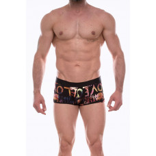 Черные трусы-боксеры с разноцветным блестящим принтом Черные трусы-боксеры с разноцветным блестящим принтом