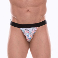 Мужские трусы-танга с принтом в виде цветных штампов Мужские трусы-танга с принтом в виде цветных штампов