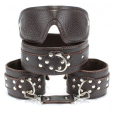 Набор БДСМ-аксессуаров из мягкой коричневой кожи Набор БДСМ-аксессуаров из мягкой коричневой кожи