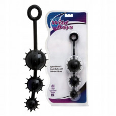 Чёрные стеклянные анальные шарики в силиконовом коконе Чёрные стеклянные анальные шарики в силиконовом коконе