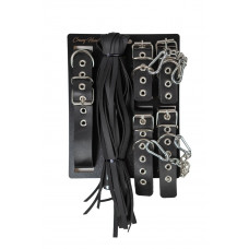 БДСМ-набор с плёткой в черном цвете БДСМ-набор с плёткой в черном цвете