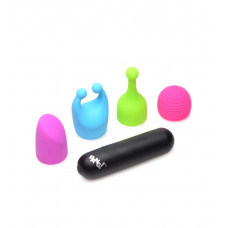 Вибропуля с 4 эластичными насадками Rechargeable Bullet With 4 Attachments Вибропуля с 4 эластичными насадками Rechargeable Bullet With 4 Attachments