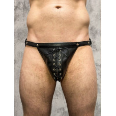 Кожаные мужские трусы-джоки со шнуровкой Кожаные мужские трусы-джоки со шнуровкой