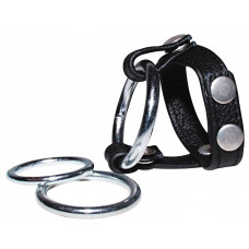 Подхват для мошонки с 3 съемными эрекционными кольцами Leder-Riemen Подхват для мошонки с 3 съемными эрекционными кольцами Leder-Riemen