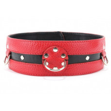 Красно-чёрный кожаный ошейник увеличенного размера Красно-чёрный кожаный ошейник увеличенного размера