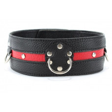 Черно-красный кожаный ошейник увеличенного размера Черно-красный кожаный ошейник увеличенного размера
