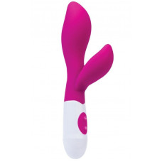 Ярко-розовый вибратор Lilu с клиторальным стимулятором - 20 см. Ярко-розовый вибратор Lilu с клиторальным стимулятором - 20 см.