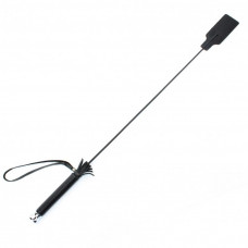 Чёрный кожаный стек с прямоугольным шлепком - 64 см. Чёрный кожаный стек с прямоугольным шлепком - 64 см.