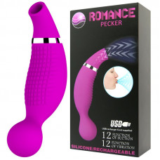 Двусторонний стимулятор Romance Pecker - с вибрацией и функцией всасывания Двусторонний стимулятор Romance Pecker - с вибрацией и функцией всасывания