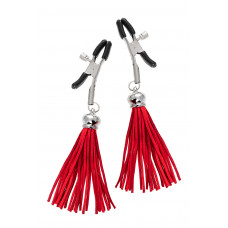 Зажимы на соски «Прищепки» с красными кисточками из замши Зажимы на соски «Прищепки» с красными кисточками из замши