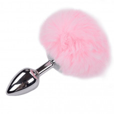 Серебристая анальная втулка с розовым хвостиком Alive Metal Anal Fluffly Plug S Серебристая анальная втулка с розовым хвостиком Alive Metal Anal Fluffly Plug S