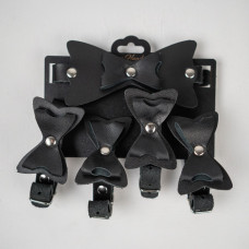 Набор фиксаций с бантиками из черной натуральной кожи Набор фиксаций с бантиками из черной натуральной кожи