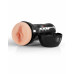 Телесный мастурбатор-вагина в черной колбе Super Luscious Lips XXL