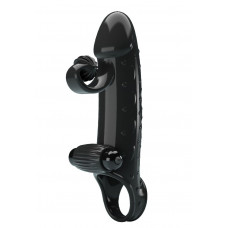 Черная вибронасадка на пенис с подхватом мошонки - 20 см. Черная вибронасадка на пенис с подхватом мошонки - 20 см.