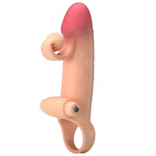 Телесная вибронасадка на пенис с подхватом мошонки - 20 см. Телесная вибронасадка на пенис с подхватом мошонки - 20 см.