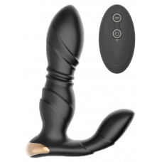 Черный L-образный вибромассажер простаты с пультом ДУ Черный L-образный вибромассажер простаты с пультом ДУ