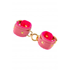 Розовые двуслойные кожаные наручники-браслеты Розовые двуслойные кожаные наручники-браслеты