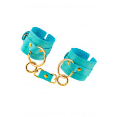 Голубые однослойные кожаные наручники Голубые однослойные кожаные наручники