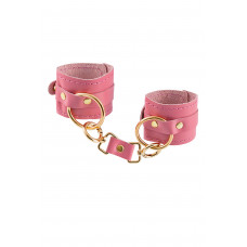 Розовые однослойные кожаные наручники Розовые однослойные кожаные наручники
