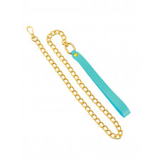 Голубой кожаный поводок с карабином для ошеи?ника - 80 см. Голубой кожаный поводок с карабином для ошеи?ника - 80 см.