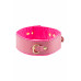 Розовый двуслойный кожаный ошейник с подкладкой из фетра