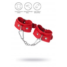 Красные кожаные наручники-браслеты со скруглёнными углами