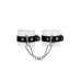 Бело-черные кожаные наручники с одним ремешком с люверсами Бело-черные кожаные наручники с одним ремешком с люверсами