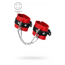 Красно-черные мягкие наручники с одним ремешком с люверсами Красно-черные мягкие наручники с одним ремешком с люверсами
