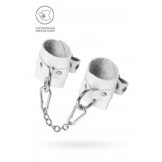 Белые мягкие кожаные наручники с люверсами Белые мягкие кожаные наручники с люверсами