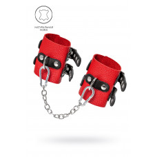 Красно-черные мягкие наручники с двумя ремешками с люверсами Красно-черные мягкие наручники с двумя ремешками с люверсами