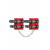 Красно-черные мягкие наручники с двумя ремешками с люверсами